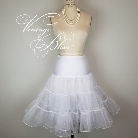 Vintage Style White Sheer Ruffled Petticoat Crinoline 2 Layers Lined * Small - Picture 1 of 8
